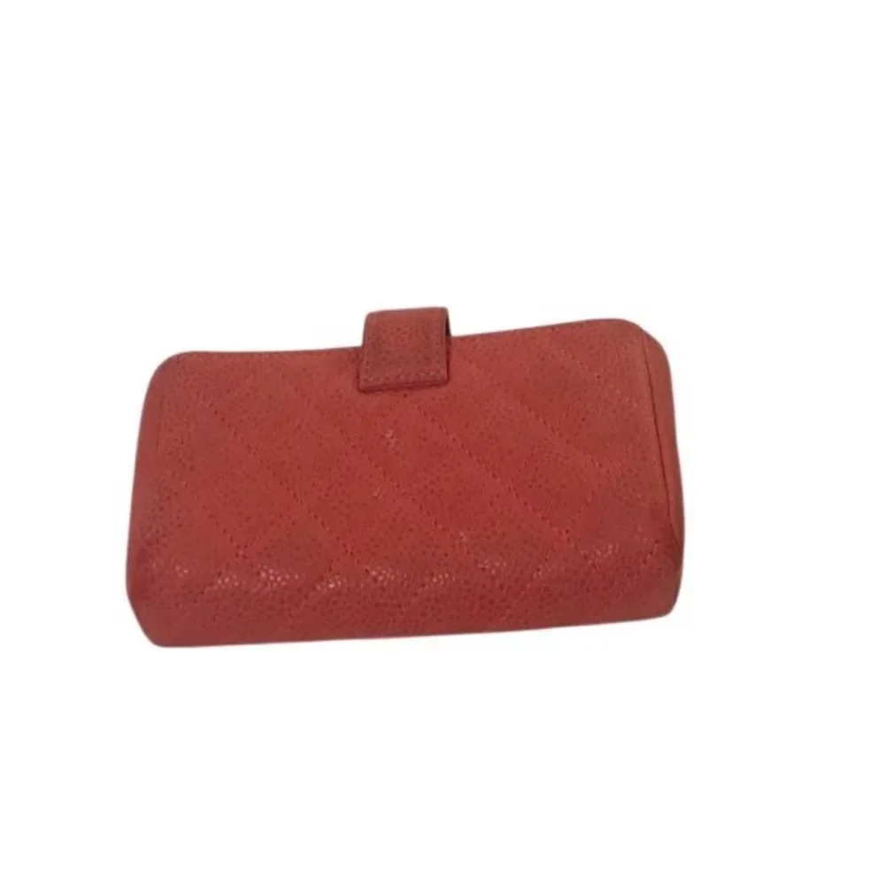 CHANEL Coral Quilted Leather French purse